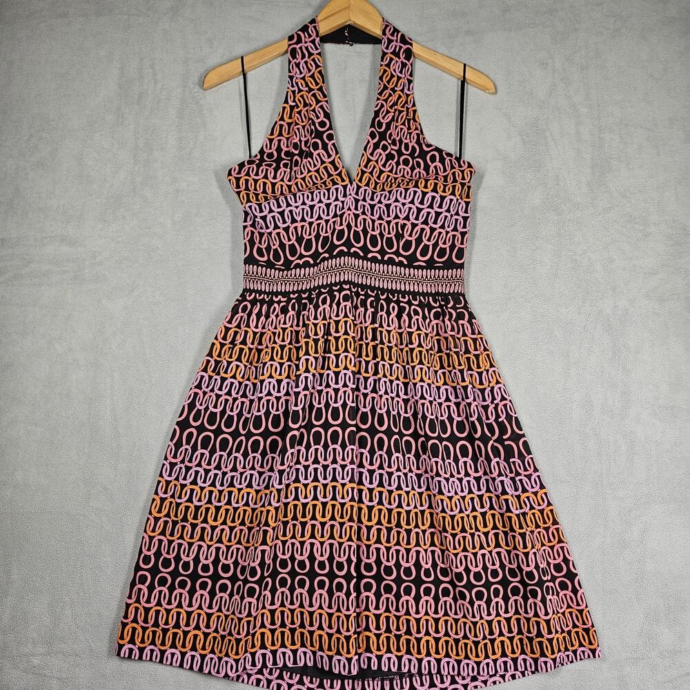 Trina Turk Halter Dress Womens Size 2 Campania Loop Y2K Retro Party Wedding